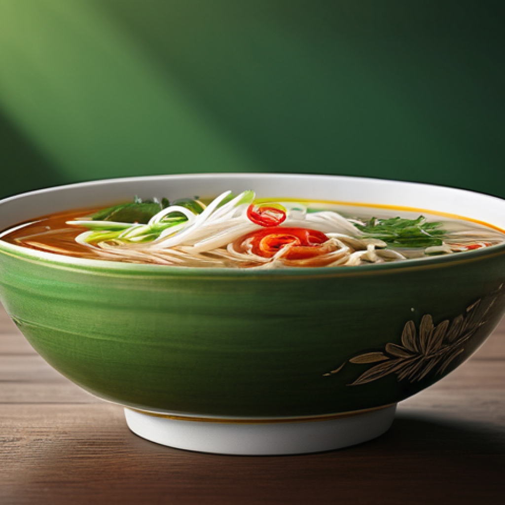 데이터 증강 기법의 유형과 특징 - **Horizontal Flip:** The Phở bowl horizontally flipped.