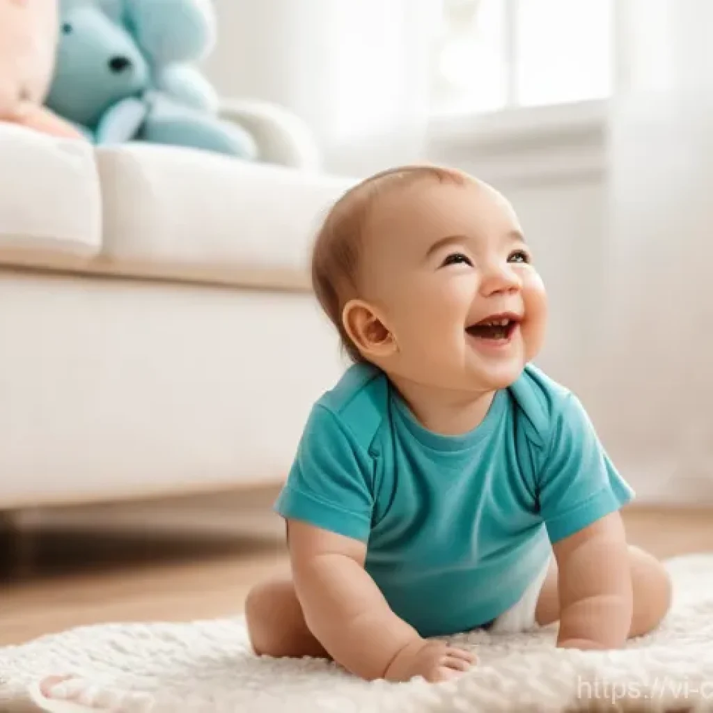 데이터 증강을 위한 유용한 온라인 도구 - **Prompt:** A heartwarming and brightly lit indoor scene featuring a happy baby, approximately 9-12 ...