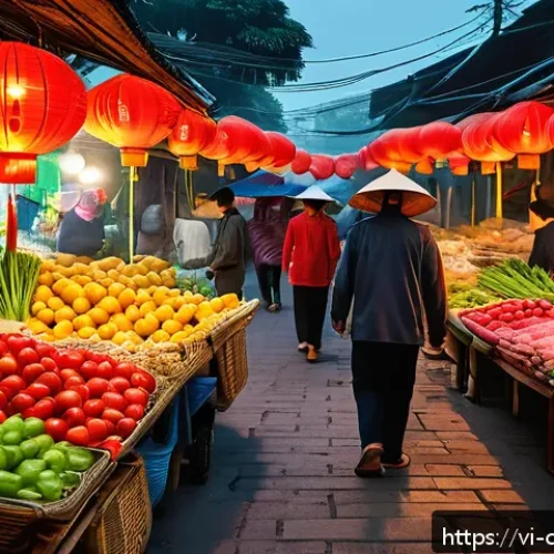 Home 26 데이터 증강의 알고리즘 비교 분석 - A modern Vietnamese street market scene at dawn, showcasing diverse vendors and colorful fresh produ...